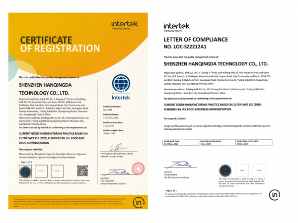 CERTIFICATES OF INTERTEK-- TOTAL QUALITY ASSURED.